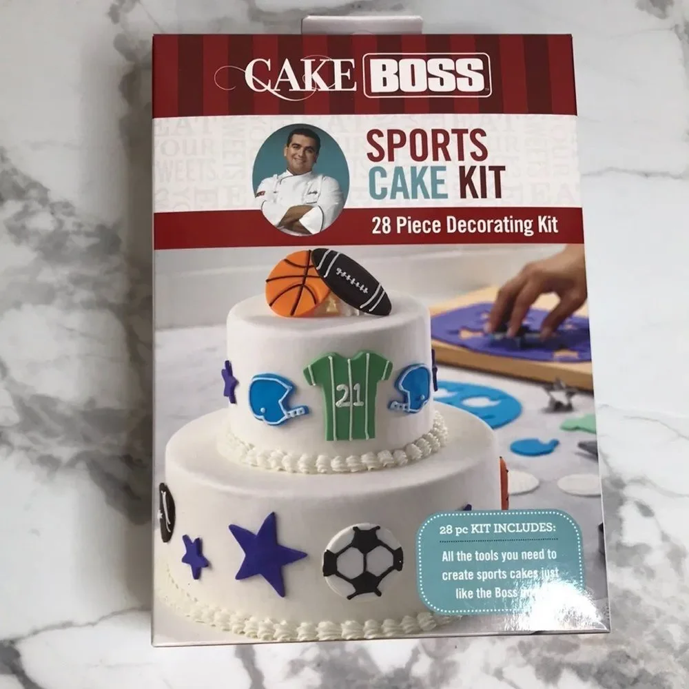 NIB Cake Boss Sports Cake Decorating Kit 28pc Baking Tools Set Football Baseball